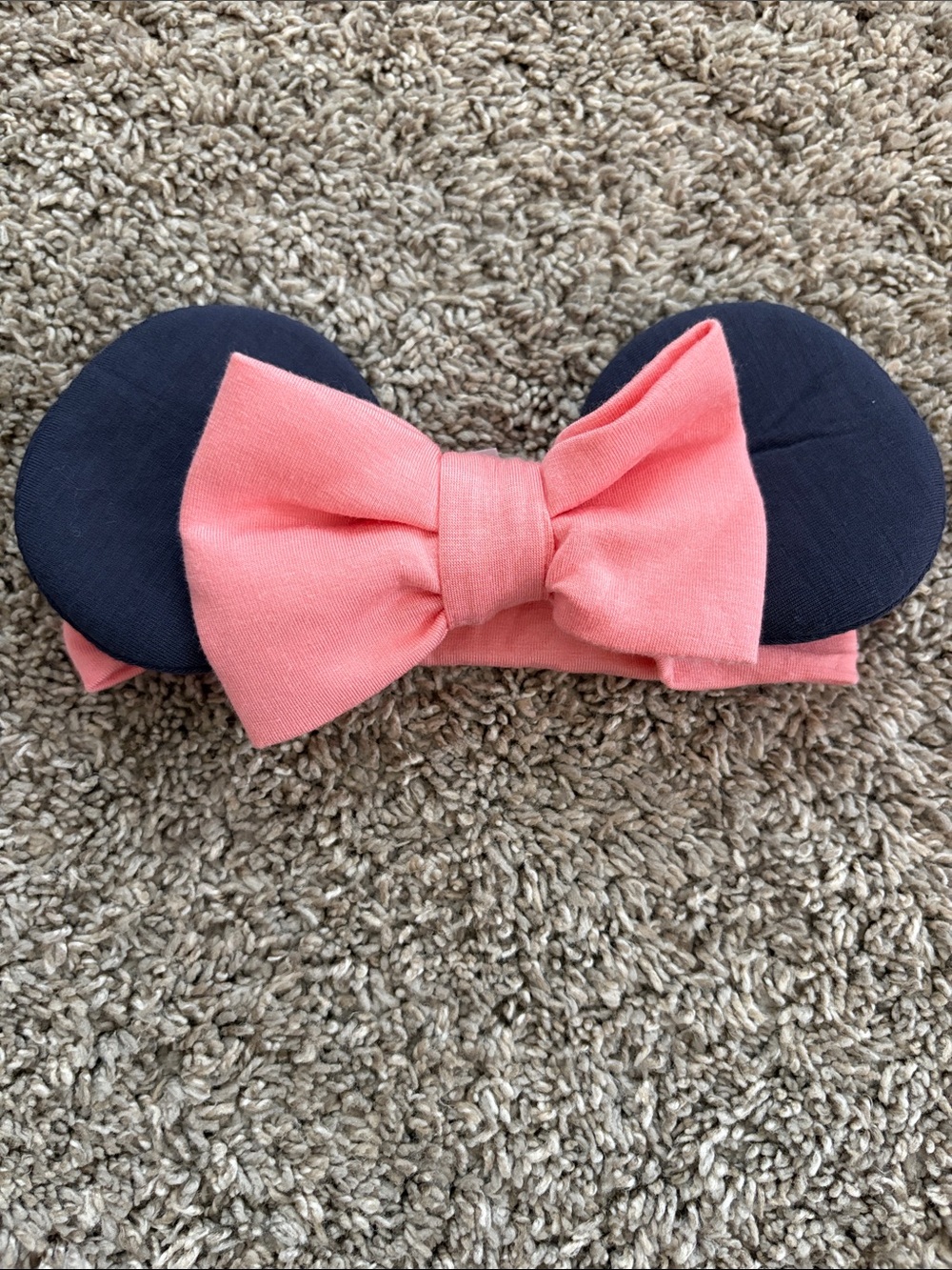 Little Sleepies Coral Bow Headband with Navy Ears